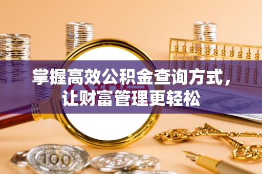 崁顶掌握高效公积金查询方式，让财富管理更轻松